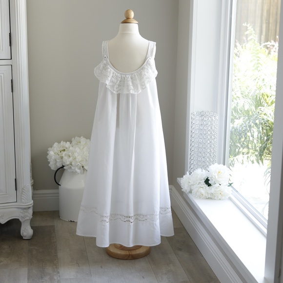 Strasburg White Cotton Slip Dress Crocheted Lace Size 10/12 NWT Beach Portrait - Picture 6 of 6